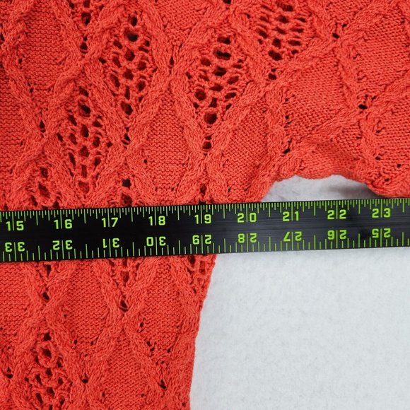 Nic+Zoe Sweater Womens Extra Large Orange Open Knit Pullover Dolman Casual - Picture 6 of 13